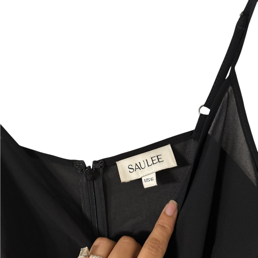 SAULEE Sheer Mesh Sleeveless Black Slip Midi Dress - Picture 2 of 7